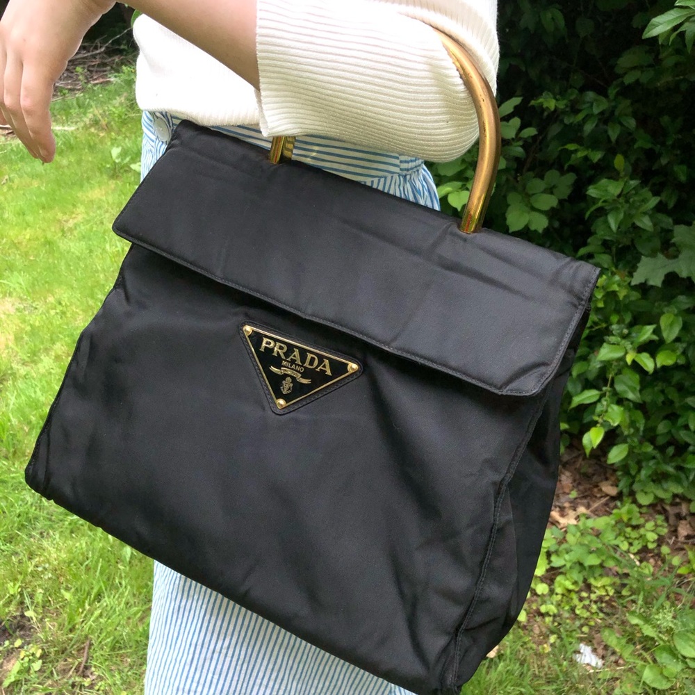 AUTH RARE PRADA TESSUTO VELA LOGO TOTE BAG NAVY BLUE